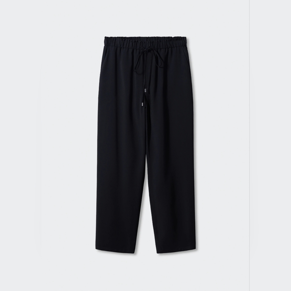 NWOT Mango Women's Black Drawstring Flowy Pants Small